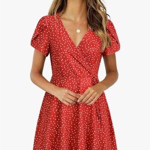 New with tags light red polka dot dress
